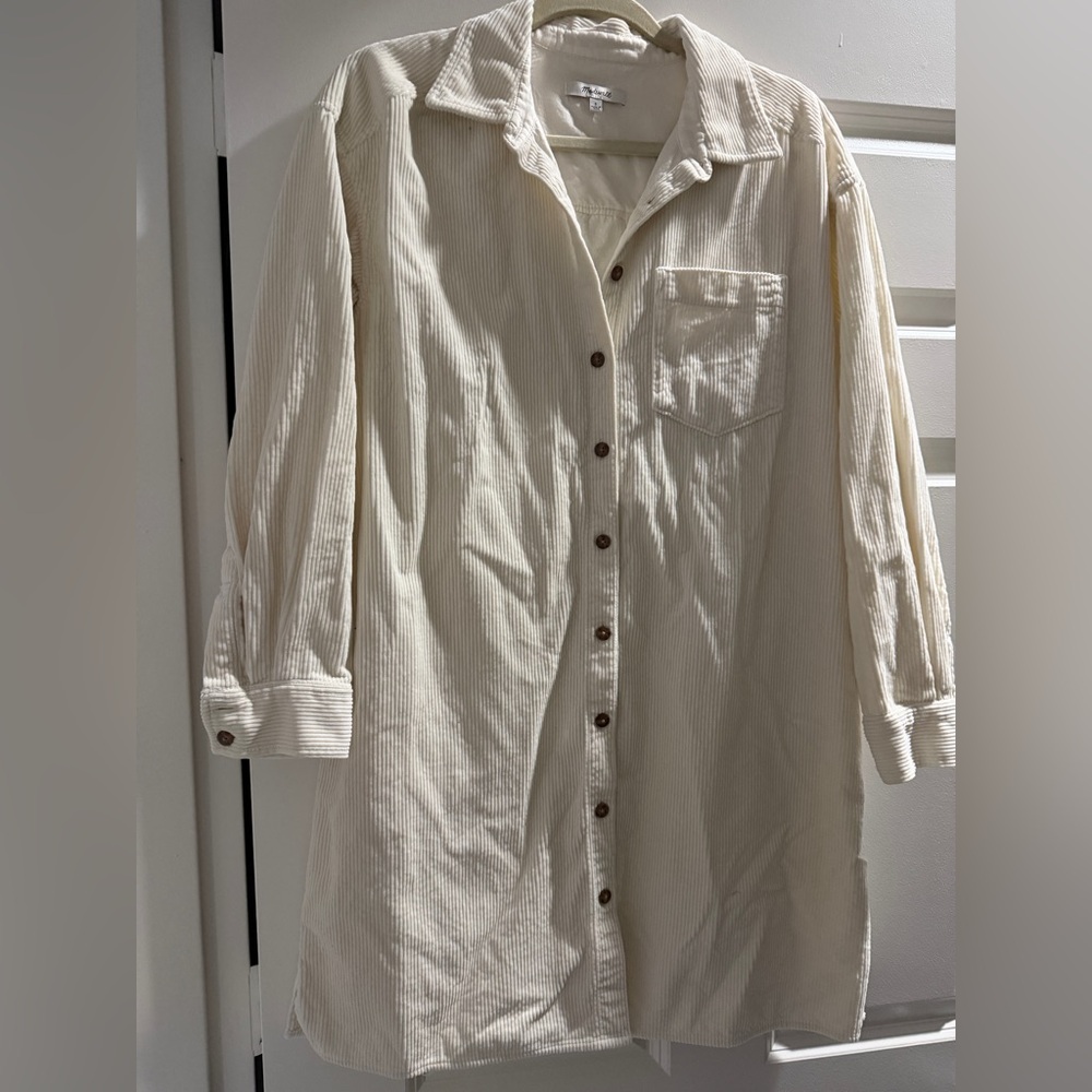 Madewell Off-White Corduroy Shirt Dress